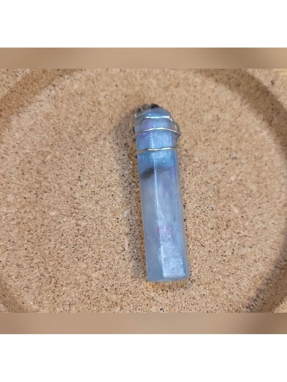 Resin Crystal Shaped Pendant Wire Wrapped